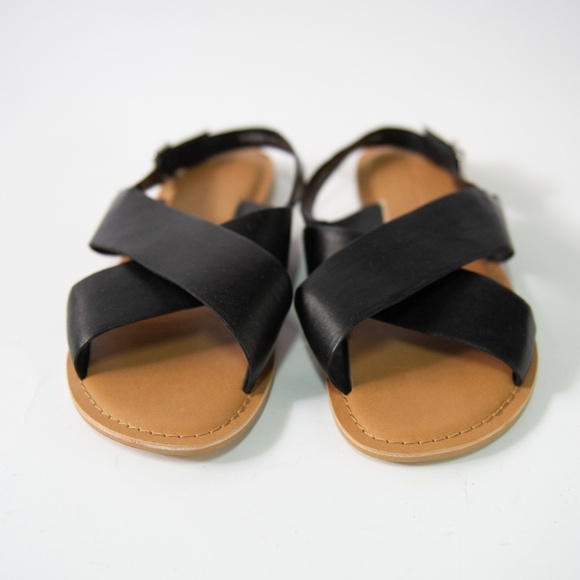 ASOS Sandals in Black Vegan Faux Leather Criss Cross Backstrap - Picture 2 of 9